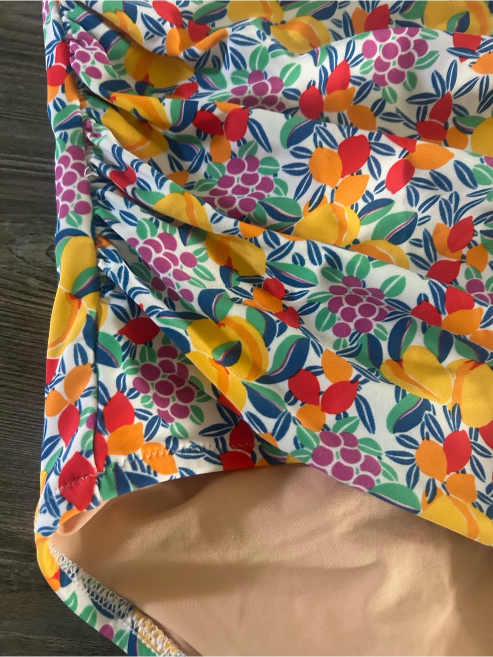 J. Crew Tropical Fruit Print Ruched Bandeau One Piece Swimsuit Sz m - Picture 5 of 6